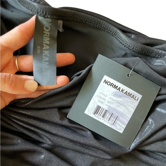 NWT Black Norma Kamali Women’s Diana Gown long midi ruched dress. Size: Small - Picture 9 of 12